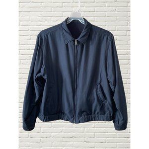 Melton Navy Wool Blend Full Zipper Reversible Bomber Jacket Men’s Sz Medium Vtg
